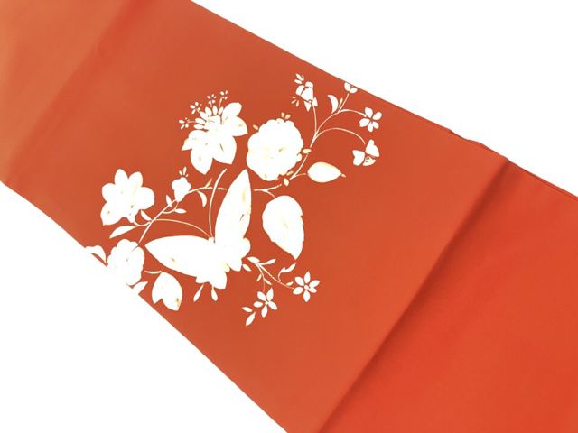 リサイクル　塩瀬蝶・花模様名古屋帯